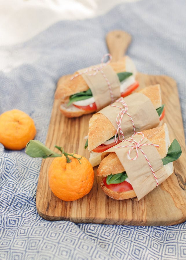 Caprese sandwich for picnics