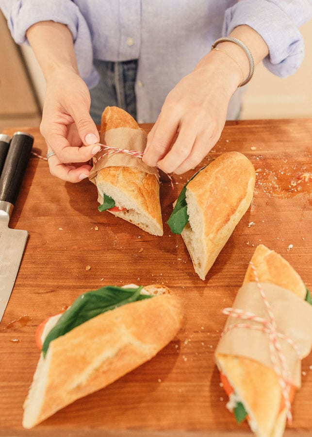easy caprese picnic sandwich
